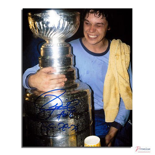 Pierre Larouche Montreal Canadiens Signed 8x10 Photograph Stanley Cup w/ SC 78-79 Inscription