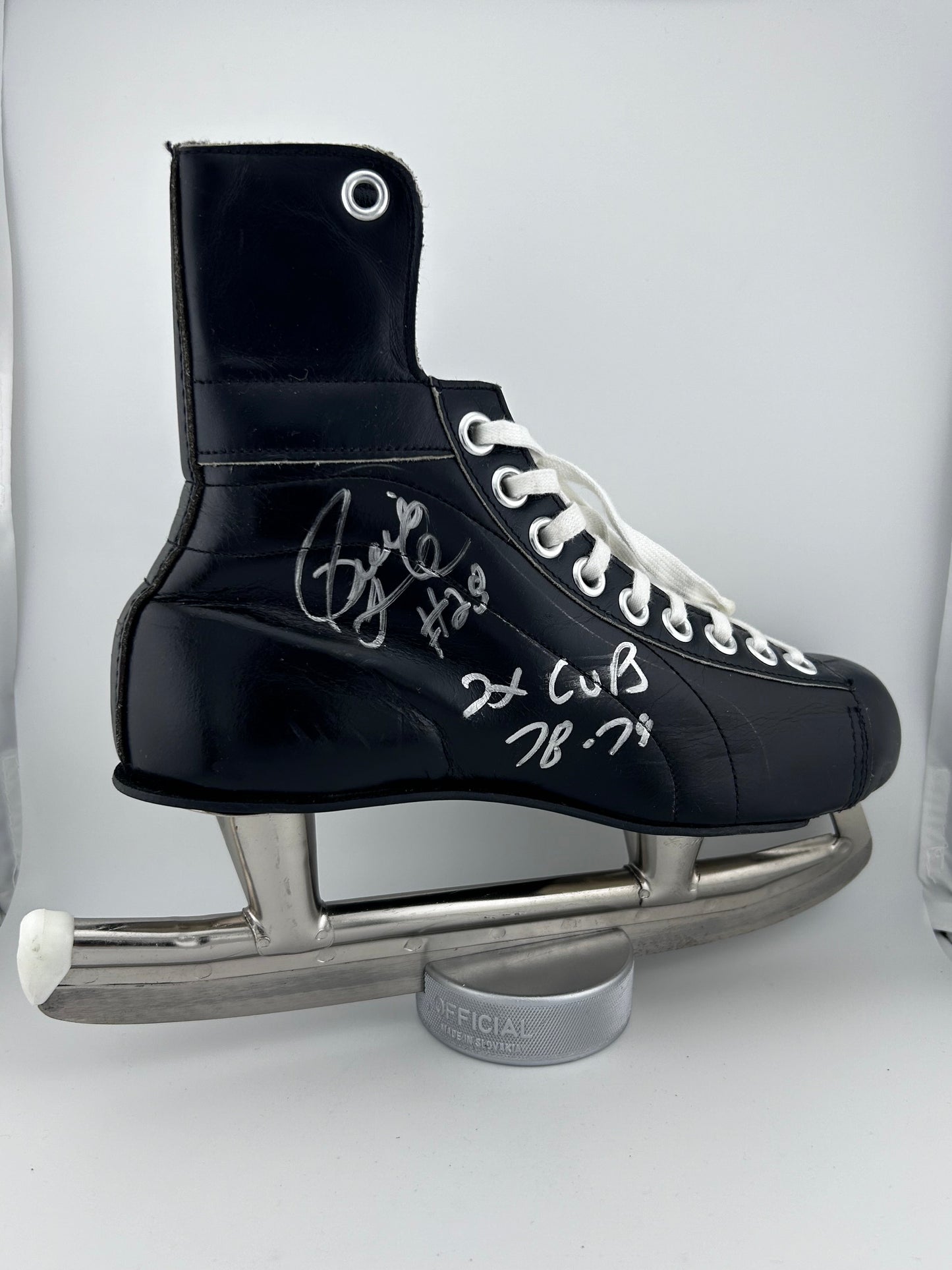 Pierre Larouche Autographed Vintage Skate w/ 2x Cups 78-79