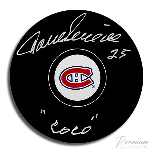 Jacques Lemaire Montreal Canadiens Signed Puck w/ Coco Inscription