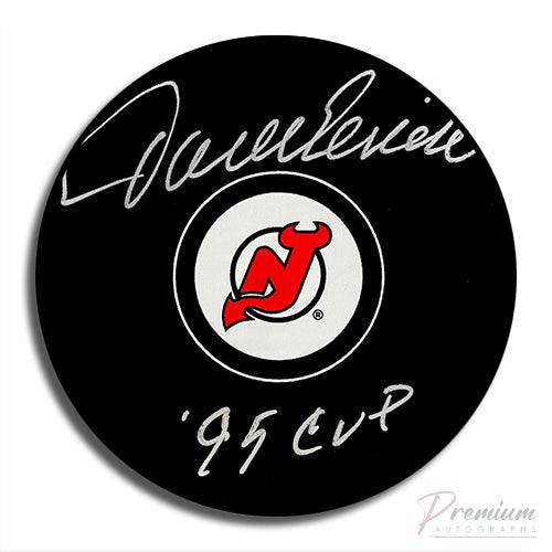 Jacques Lemaire New Jersey Devils Signed Puck w/ 95 Cup Inscription