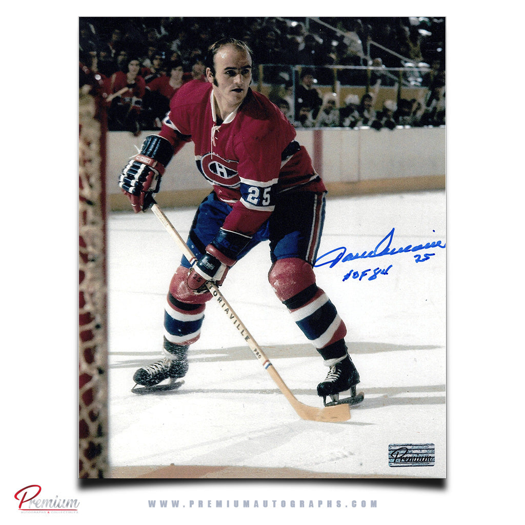 Jacques Lemaire Montreal Canadiens Autographed 8x10 Photograph In Front of Net w/ 1984 HOF Inscription