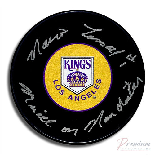 Mario Lessard Los Angeles Kings Signed Puck w/ Miracle on Manchester