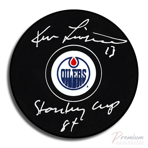 Ken Linseman Edmonton Oilers Signed Puck w/ Stanley Cup 84 Inscription