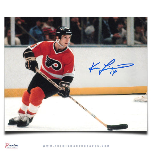 Ken Linseman Philadelphia Flyers Signed 8x10 Photograph Puck Possession