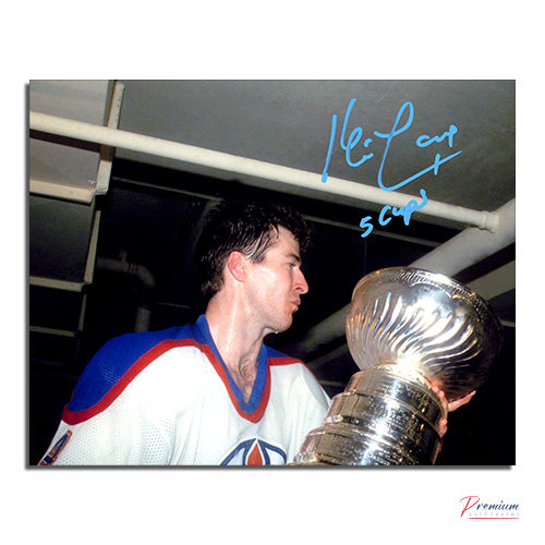 Kevin Lowe Edmonton Oilers Signed 8x10 Photograph w/ 5 Cups Inscription