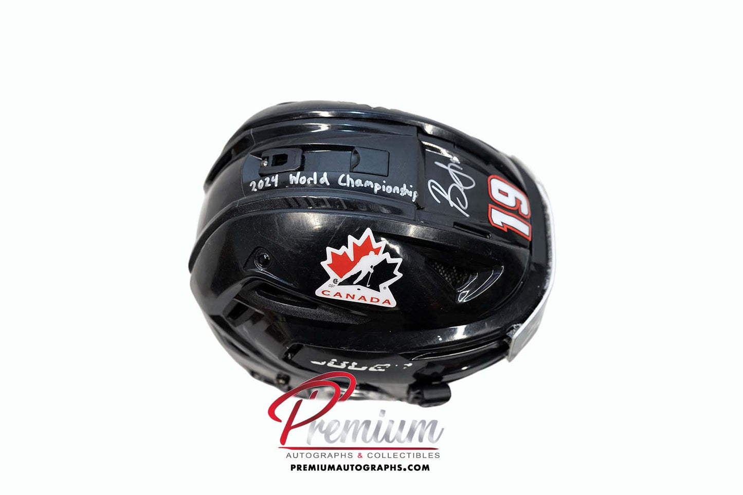 Brianne Jenner Team Canada Game Used Helmet 2024 World Championship Inscription