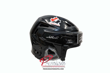 Brianne Jenner Team Canada Game Used Helmet 2024 World Championship Inscription