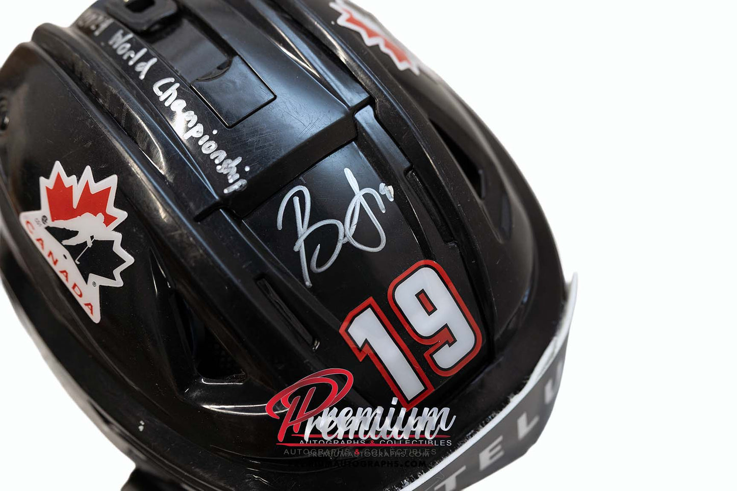 Brianne Jenner Team Canada Game Used Helmet 2024 World Championship Inscription