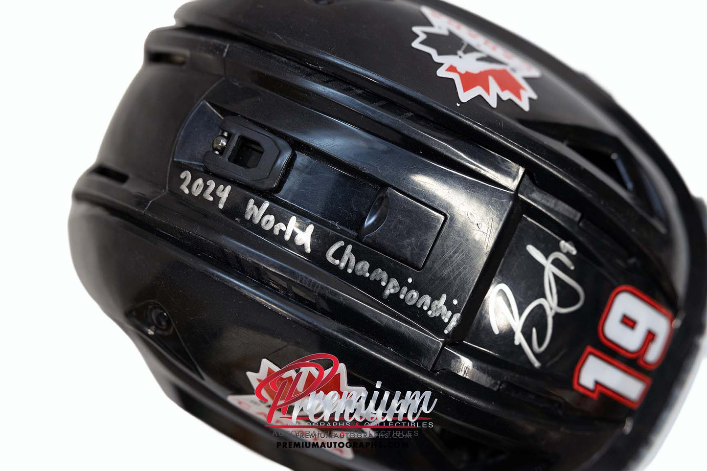 Brianne Jenner Team Canada Game Used Helmet 2024 World Championship Inscription