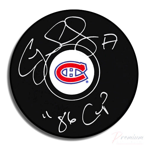 Craig Ludwig Montreal Canadiens Signed Puck w/ 86 Cup Inscription