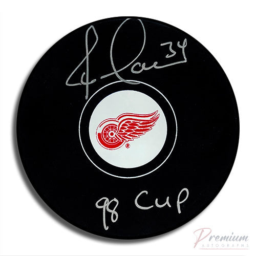 Jamie Macoun Detroit Red Wings Signed Puck w/ 98 Cup Inscription