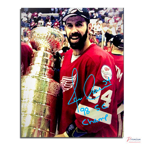 Jamie Macoun Detroit Red Wings Signed 8x10 Photograph w/ 98 SC Champ Inscription