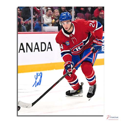 Logan Mailloux Montreal Canadiens Autographed 8x10 Photograph With the Puck