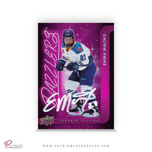 Emma Maltais Toronto Sceptres Autographed 2024-25 Upper Deck PWHL Hockey Card #26 Ltd /27 Nicknames  edn. w/ "Malts" Inscription