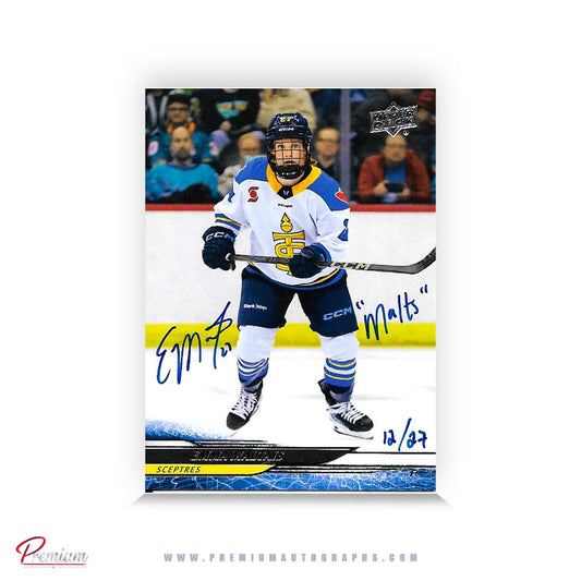 Emma Maltais Toronto Sceptres Autographed 2024-25 Upper Deck PWHL Hockey Card #26 Ltd /27 Nicknames  edn. w/ "Malts" Inscription