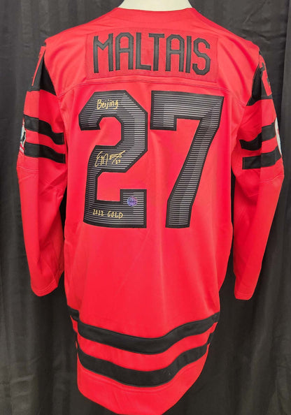 Emma Maltais Team Canada Autographed Nike Jersey w/ Beijing 2202 Gold Inscription.