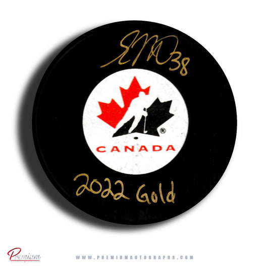 Emerance Maschmeyer Team Canada Autographed Puck w/ 2022 Gold Insctription