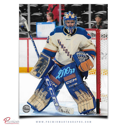 Emerance Maschmeyer Vancouver Goldeneyes PWHL Autographed 8x10 Photograph Against the Post