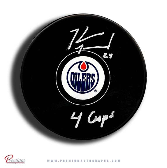 Kevin Mclelland Edmonton Oilers Signed Puck w/ 4 Cups