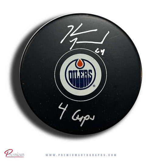 Kevin Mclelland Edmonton Oilers Signed Puck w/ 4 Cups