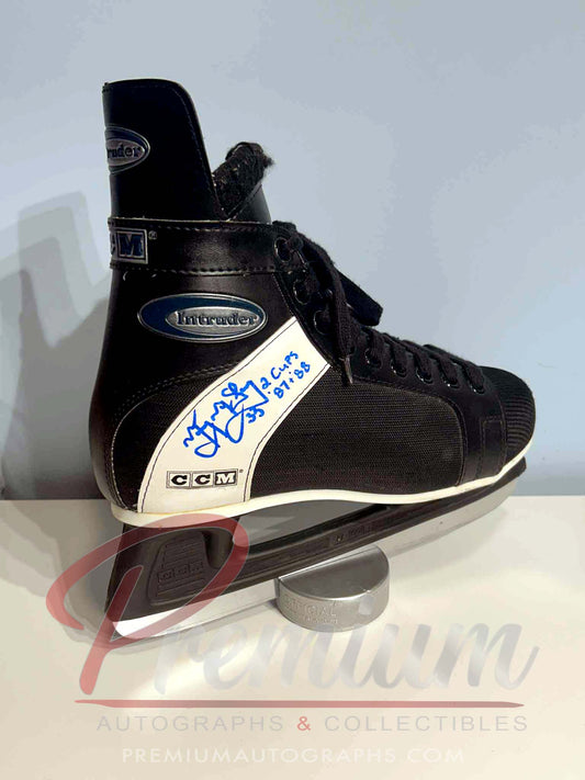 Marty McSorley Autographed CCM Used Skate w/ 2 Cups 87, 88 Inscription