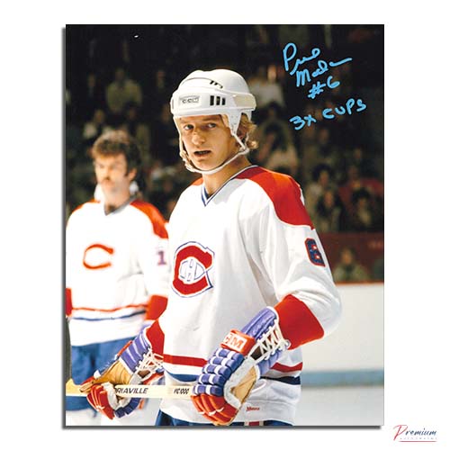 Pierre Mondou Montreal Canadiens Signed 8x10 Intensity w/ 3x Cups Inscription