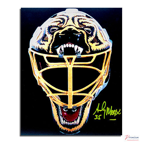 Andy Moog Boston Bruins Mask Signed 8x10 Photograph Bear Mask