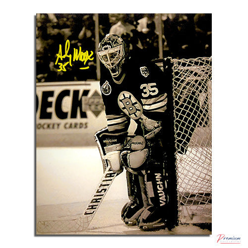 Andy Moog Boston Bruins Signed 8x10 Photograph Sepia In Net