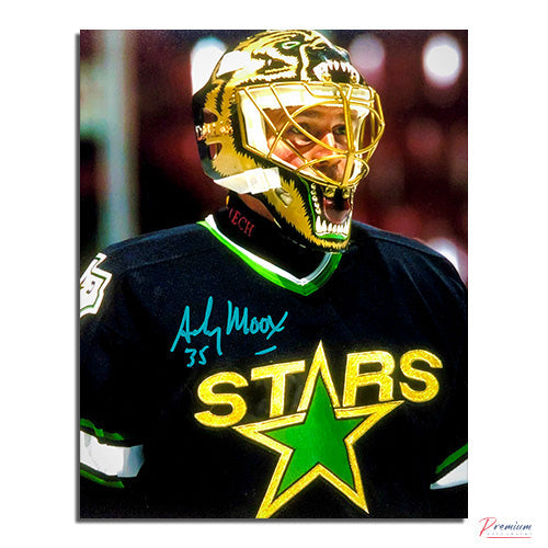 Andy Moog Dallas Stars Signed 8x10 Photograph Closeup