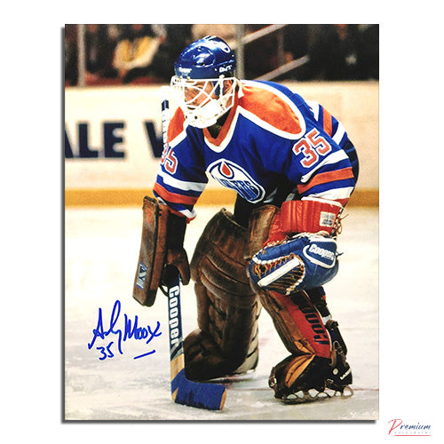 Andy Moog Edmonton Oilers Signed 8x10 Photograph Focused