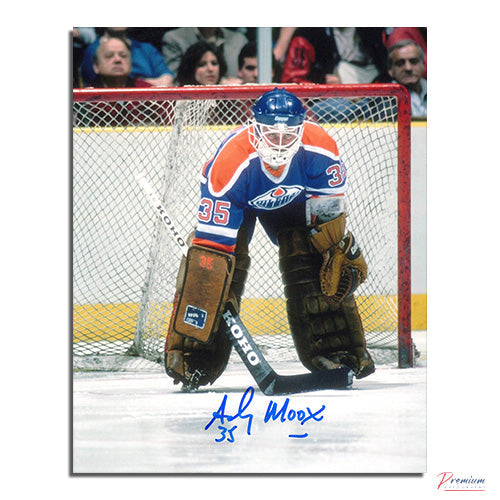 Andy Moog Edmonton Oilers Signed 8x10 Photograph Stare Down