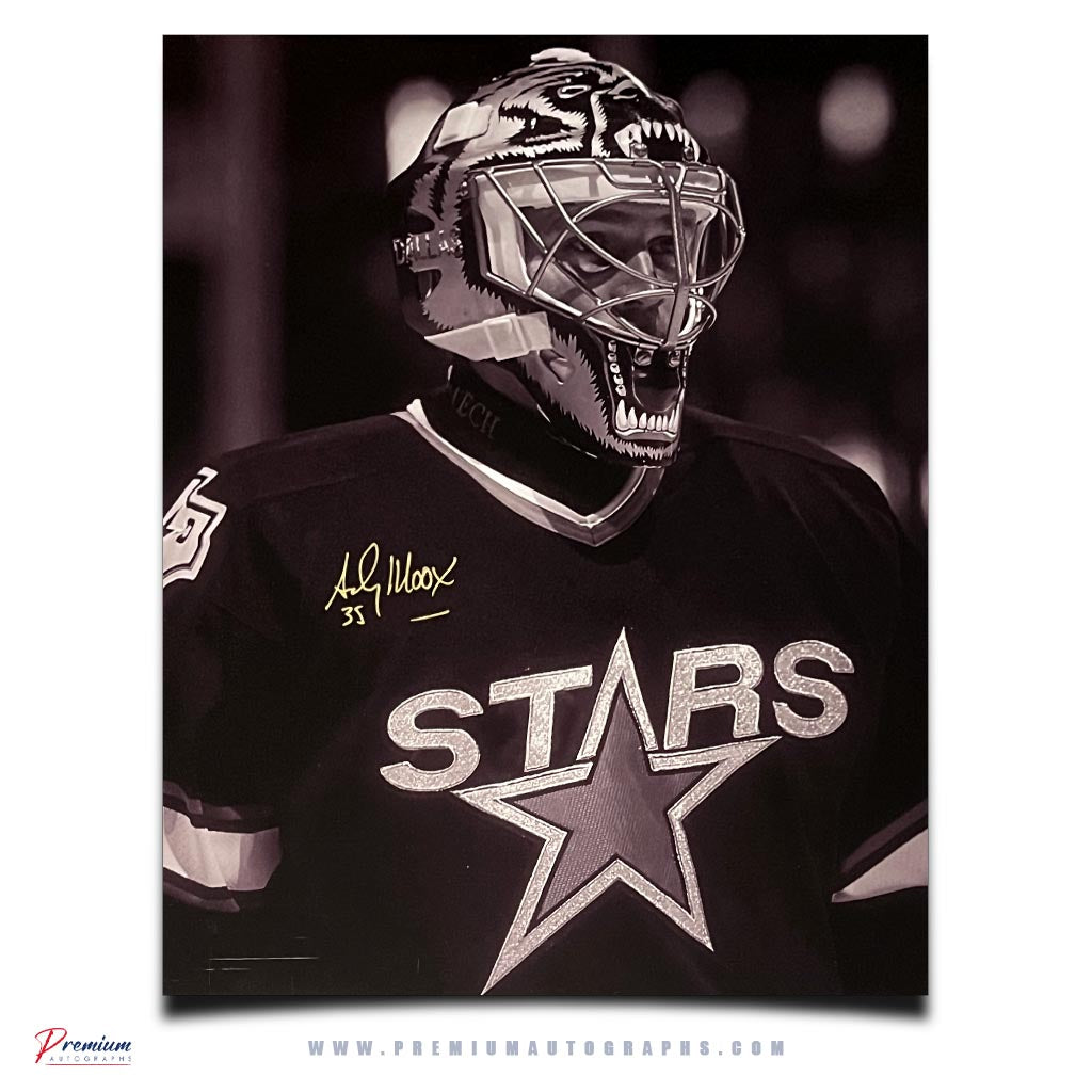 Andy Moog Dallas Stars Signed 16x20 Photograph Closeup