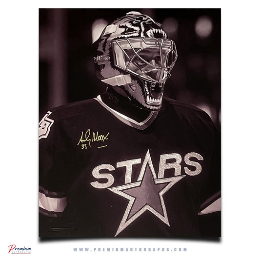Andy Moog Dallas Stars Signed 16x20 Photograph Closeup
