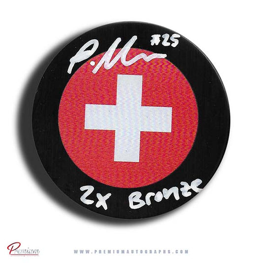 Alina Muller Team Switzerland Autographed Puck w/ 2x Bronze Inscription