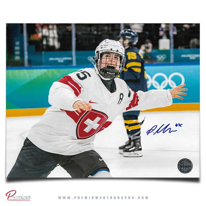 Alina Muller Team Switzerland Autographed Olympic 8x10 Photograph Goal Celebraion