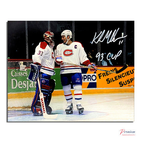 Kirk Muller Montreal Canadiens Signed 8x10 Photograph Talking with Roy w/ 93 Cup Inscription