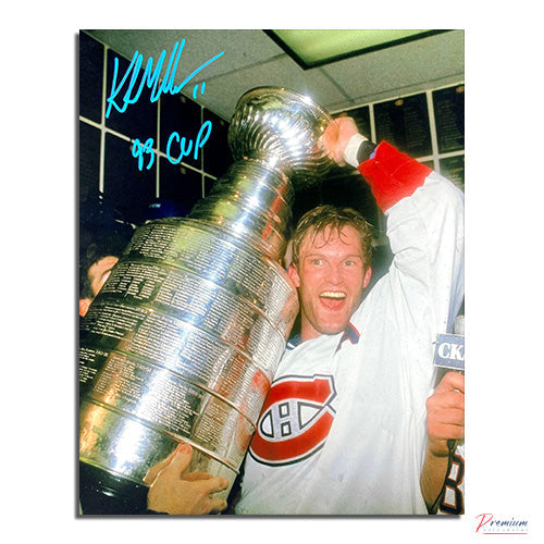 Kirk Muller Montreal Canadiens Signed 8x10 Photograph Stanley Cup Celebration w/ 93 Cup Inscription