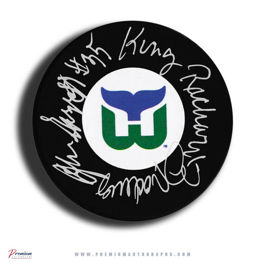 John Garrett & King Richard Brodeau Hartfrod Whalers Signed Puck