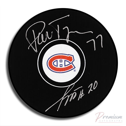 Pierre & Sylvain Turgeon Montreal Canadiens Duel Signed Puck