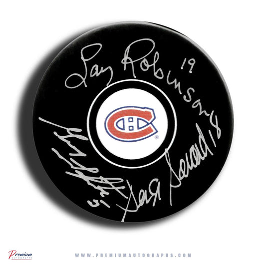 Larry Robinson, Guy Lapointe & Serge Savard Montreal Canadiens Signed Puck