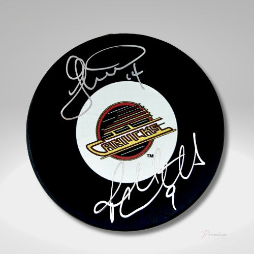 Russ & Geoff Courtnall Vancouver Canucks Signed Puck