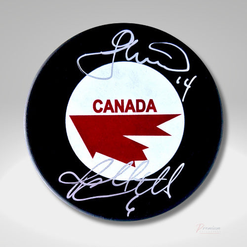 Russ & Geoff Courtnall Team Canada Signed Puck