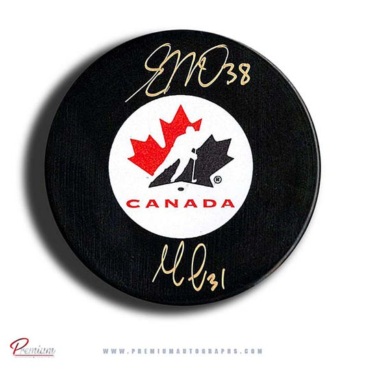 Emerance Maschmeyer & Genevieve Lacasse Team Canada Autographed Puck