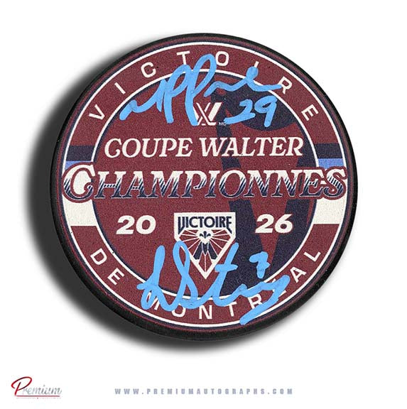 Marie-Philip Poulin & Laura Stacey Autographed Montreal Victoire 2025-26 Walter Cup Champions Puck