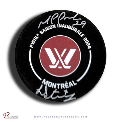 Marie-Philip Poulin & Laura Stacey Autographed Montreal Victoire 2024-25 Official Game Puck