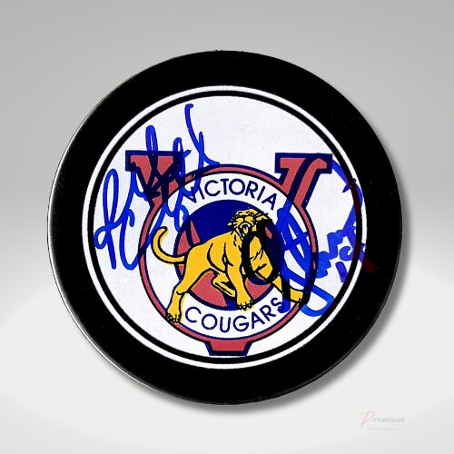 Russ & Geoff Courtnall Victoria Cougars Signed Puck