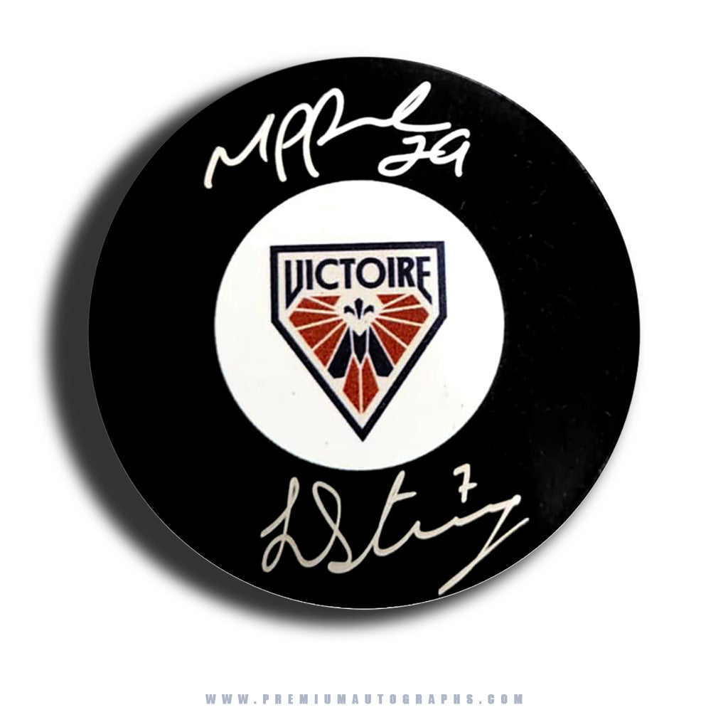 Marie-Philip Poulin & Laura Stacey Montreal Victoire PWHL Signed Puck