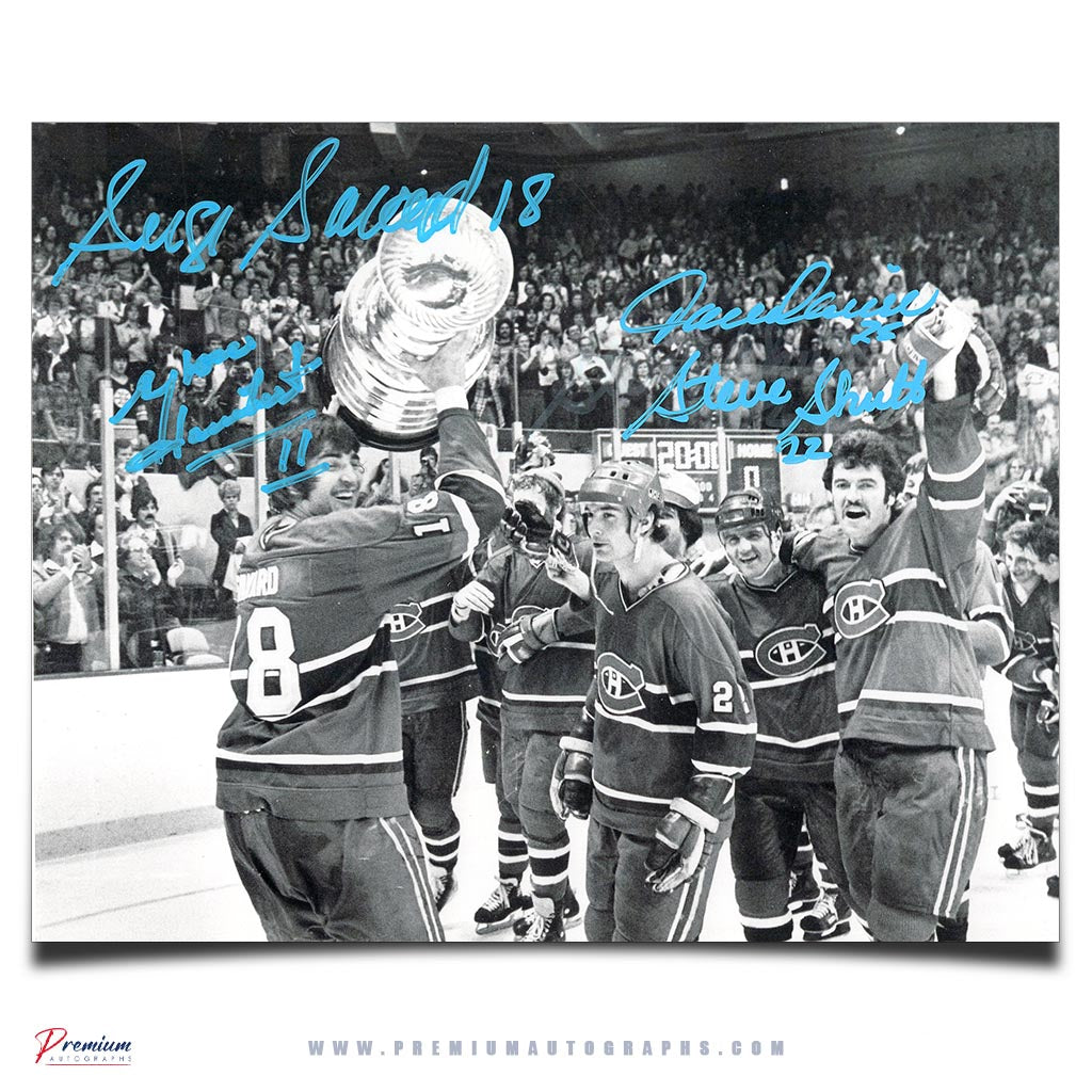 Bob Gainey, Larry Robinson & Mats Naslund Montreal Canadiens Autographed 8x10 Photograph Stanley Cup Celebration