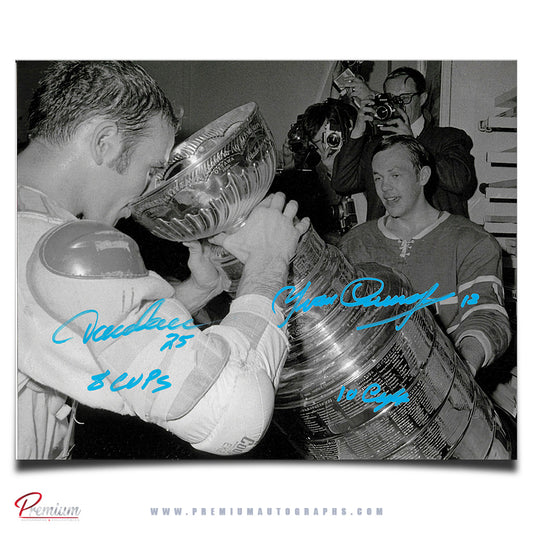 Jacques Lemaire & Yvan Cournoyer Montreal Canadiens Autographed 8x10 Photograph w/ Cup Inscriptions