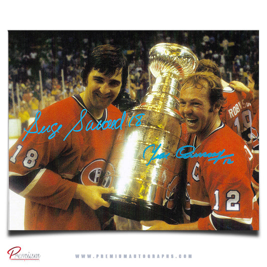 Serge Savard & Yvan Cournoyer Montreal Canadiens Autographed 8x10 Photograph Stanley Cup Celebration